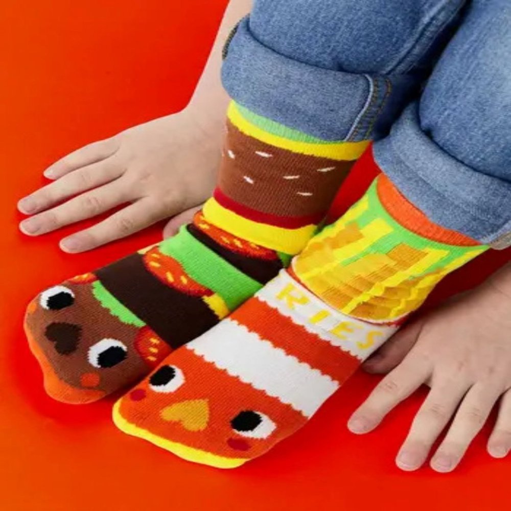 Burgers and Fries Mismatched Socks